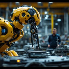 A photograph of a cutting-edge industrial robot in action