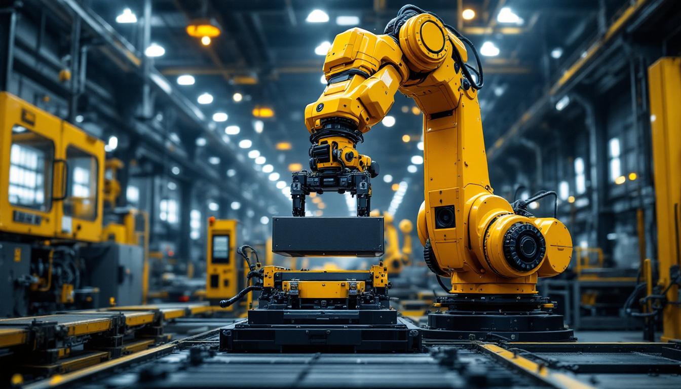 A photograph of a heavy-duty industrial robot in action