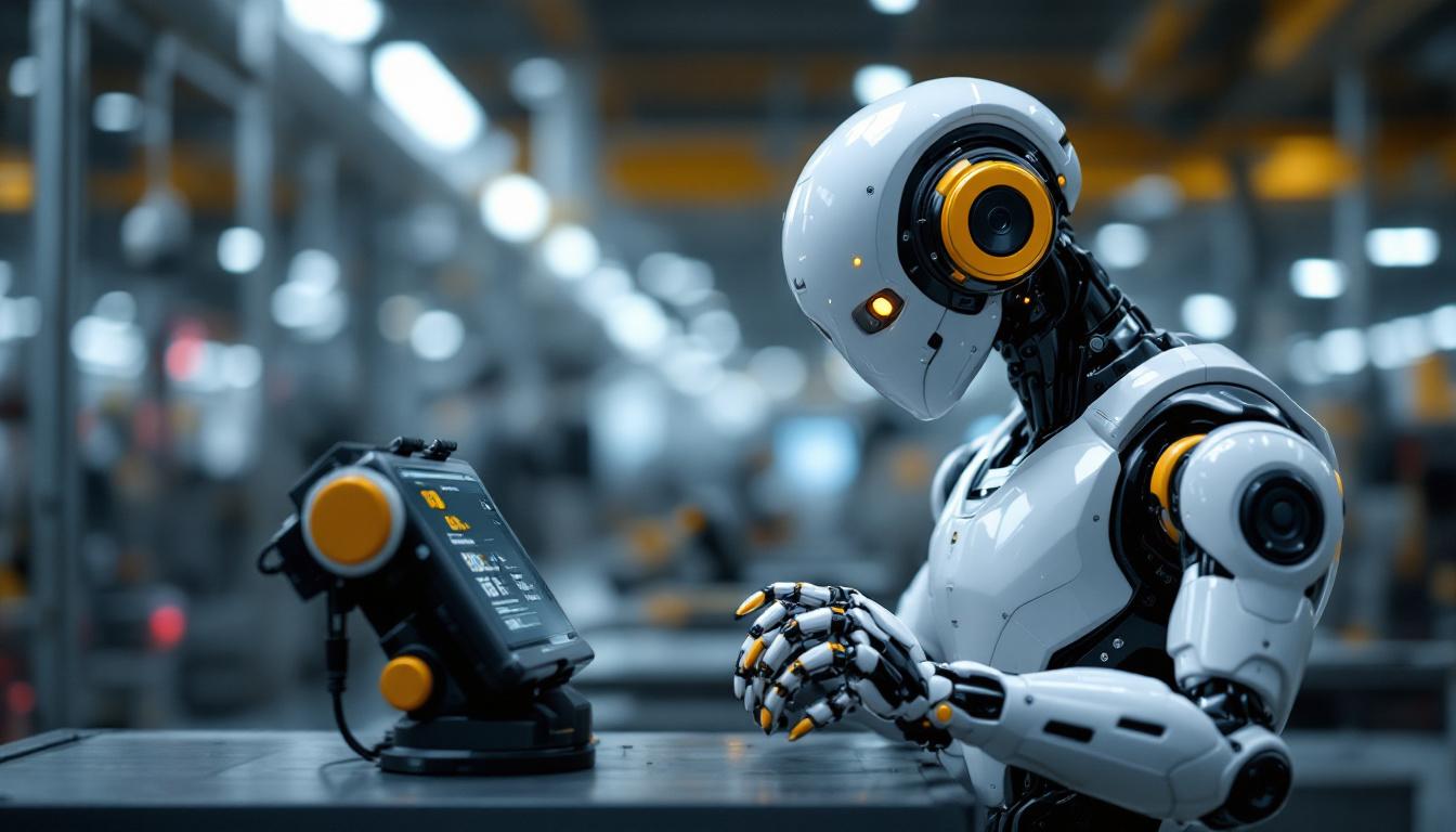 A photograph of a sleek industrial robot in action