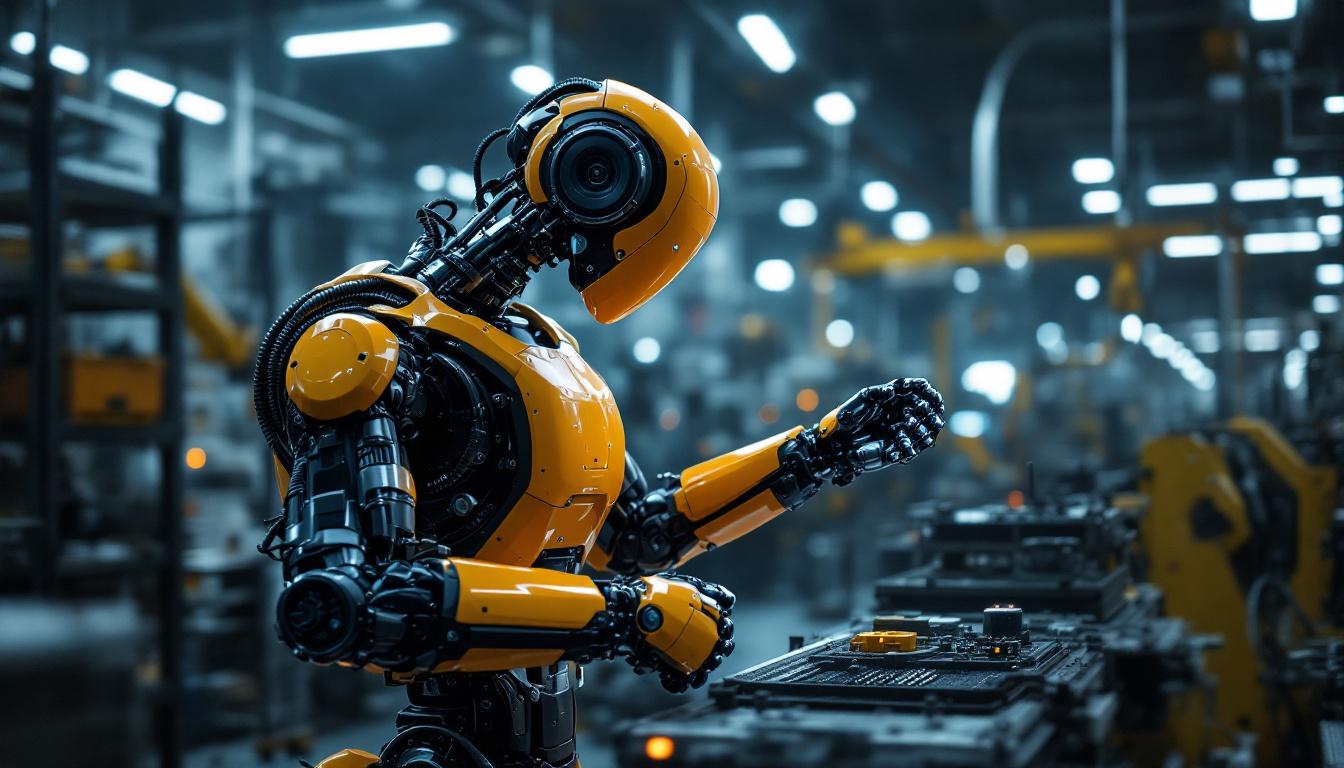 A photograph of capture a photograph of an industrial robot in action