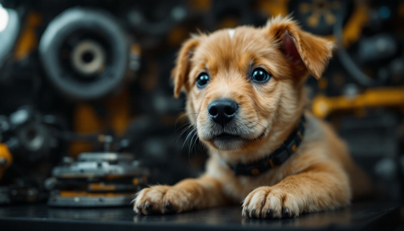 A photograph of a playful female dog with a unique name