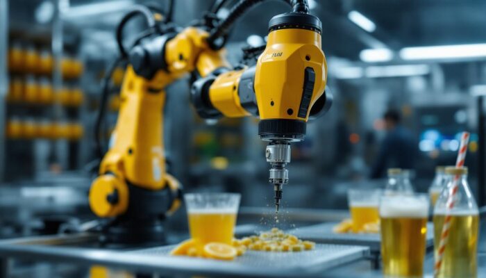 A photograph of a state-of-the-art industrial robot in action