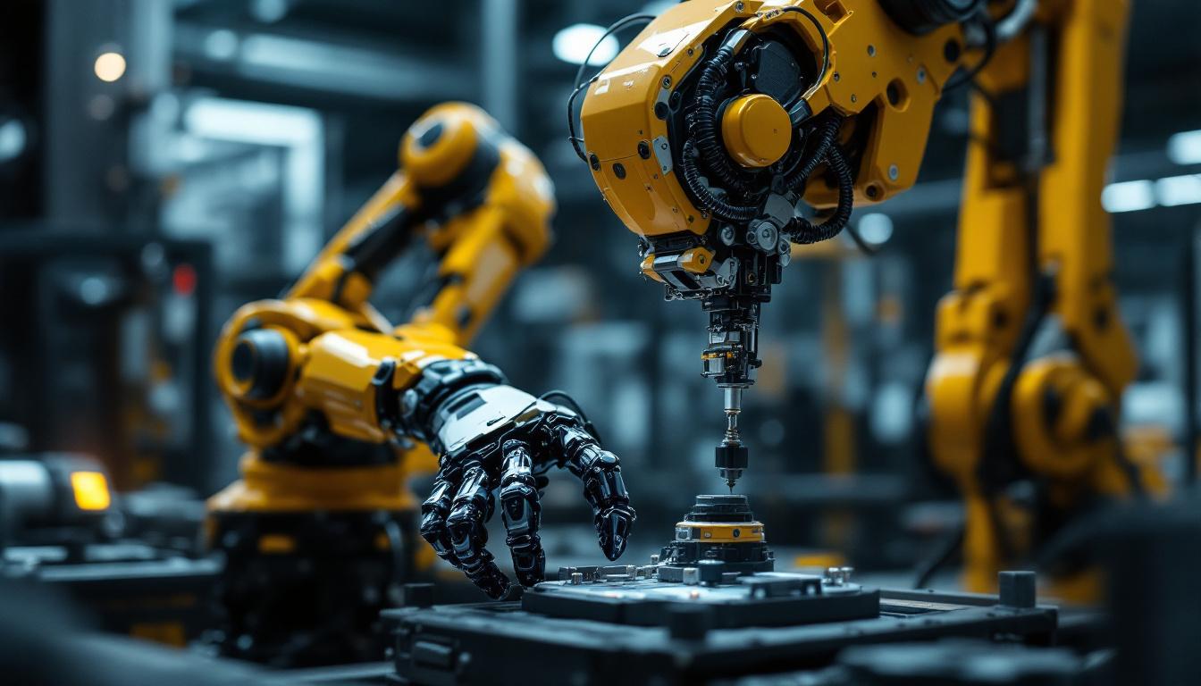 A photograph of a dexterous industrial robot in action