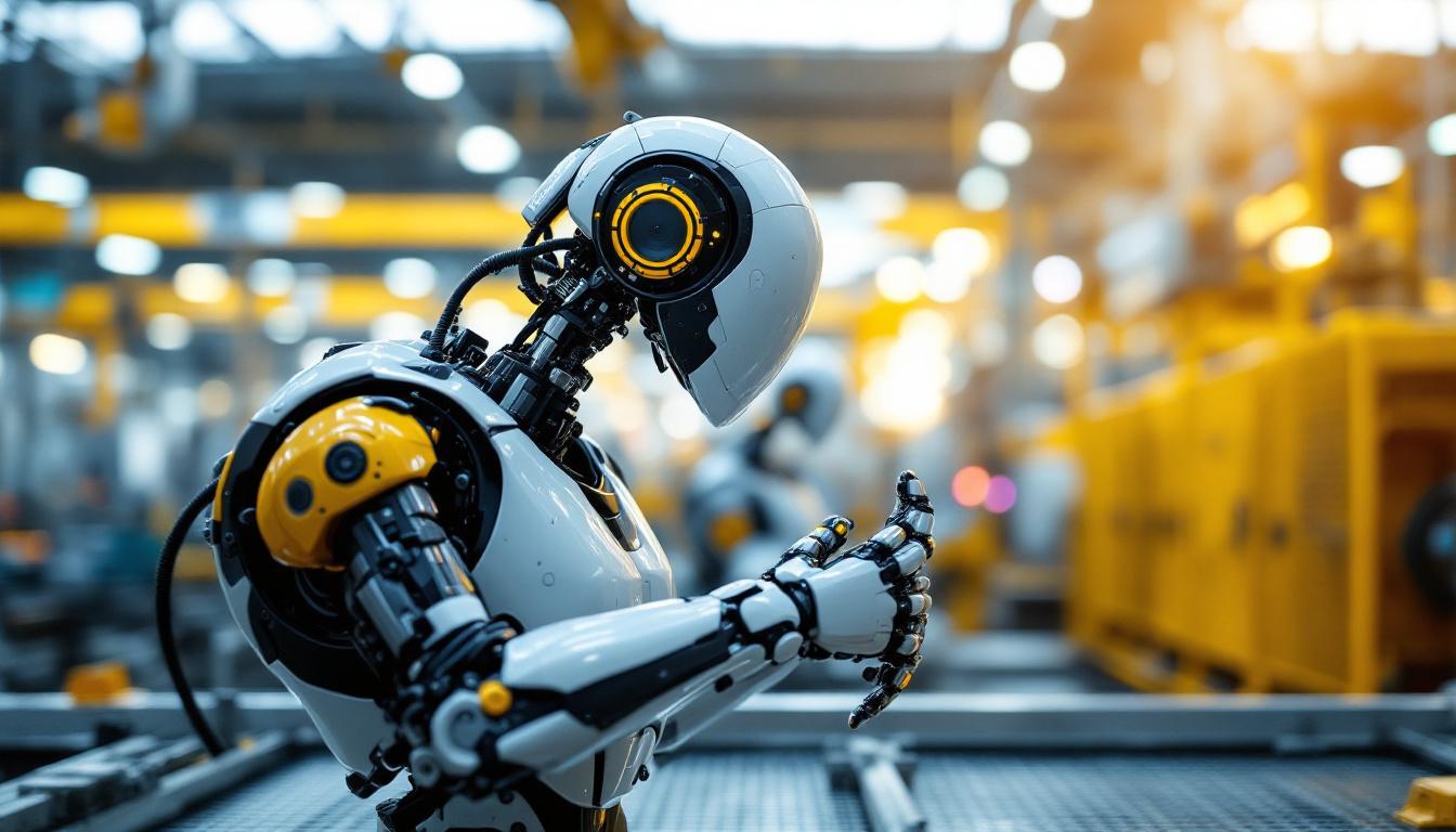 A photograph of a sleek industrial robot in action