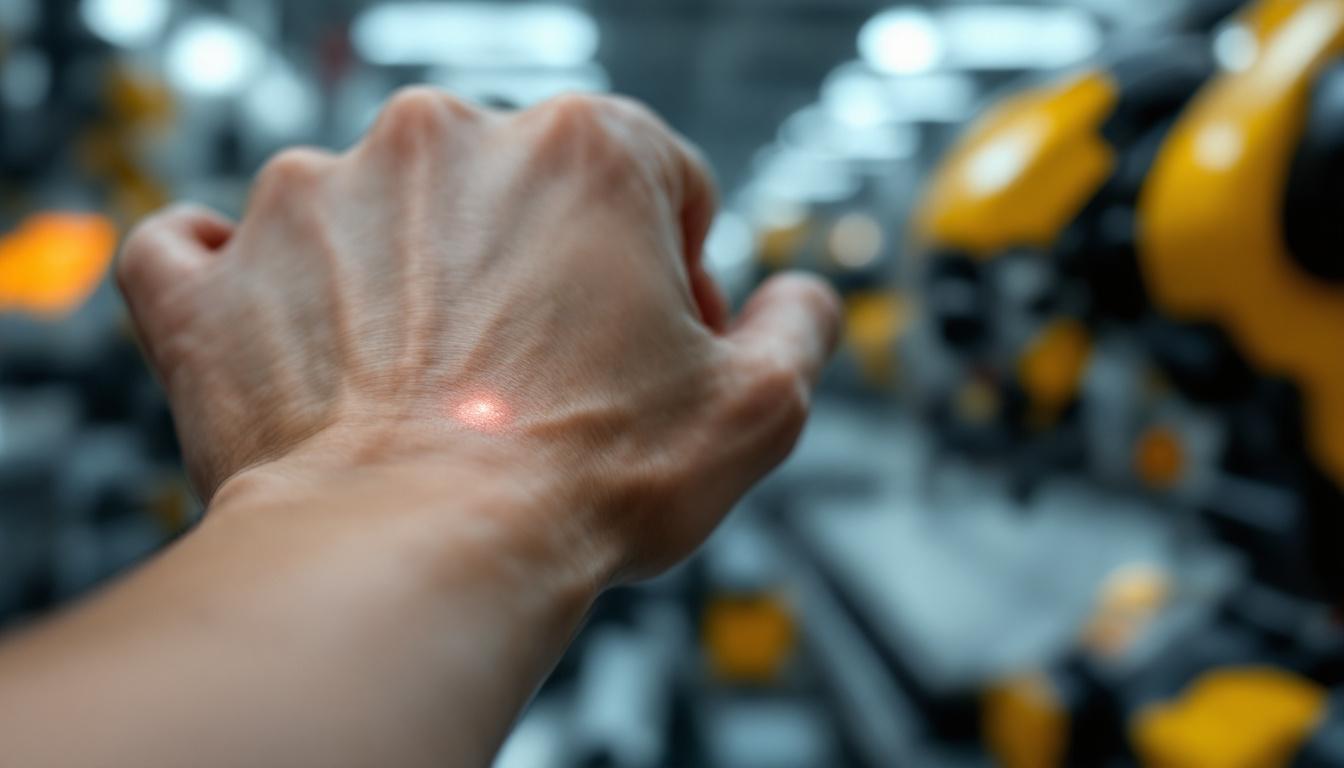 A photograph of a close-up of a person's arm featuring a small black spot