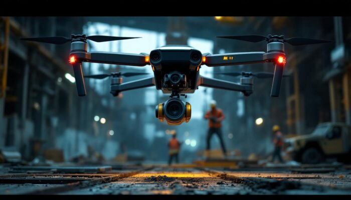 A photograph of a powerful industrial drone in action