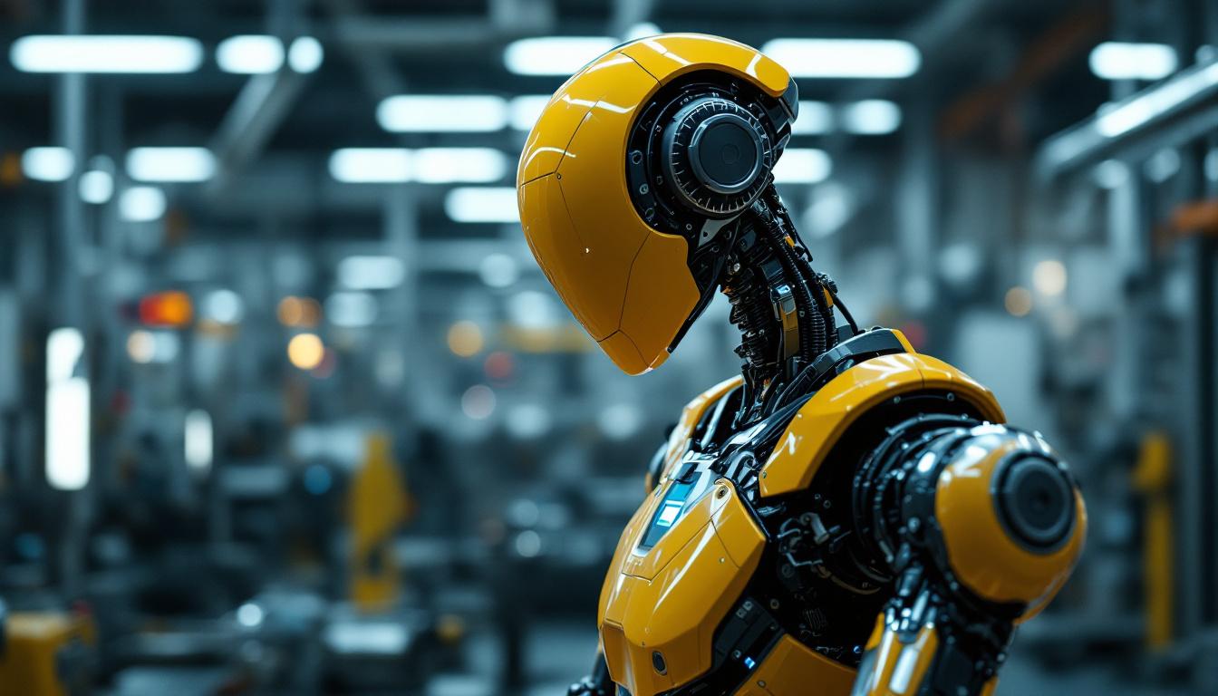 A photograph of a sleek industrial robot in action