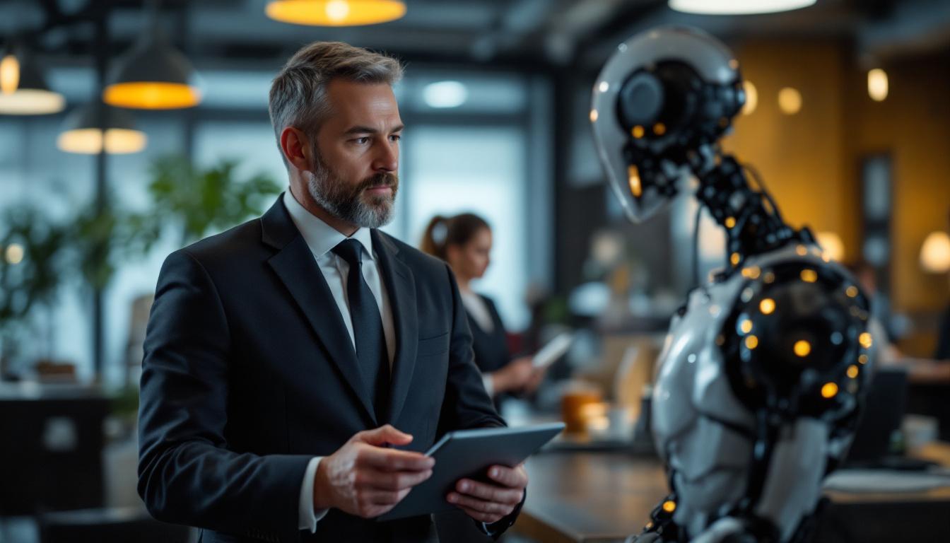 A photograph of a hotel general manager in a professional setting