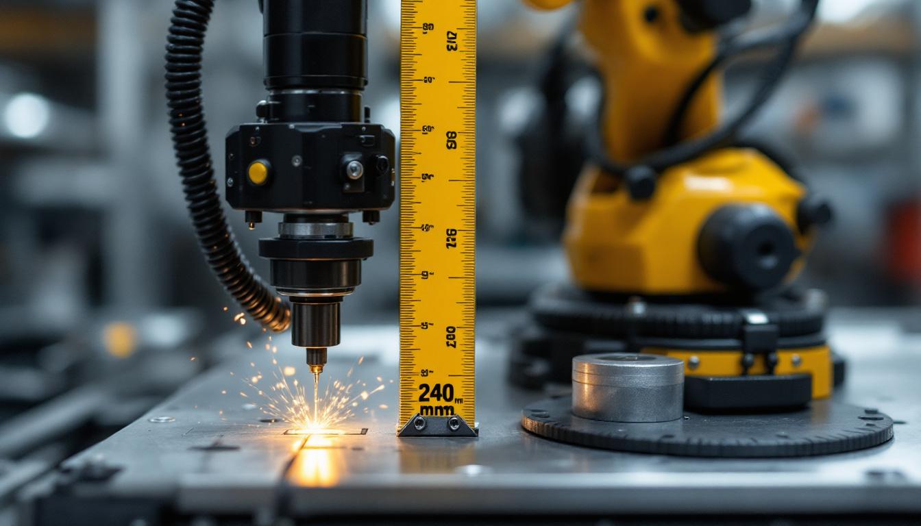 A photograph of an industrial robot in action