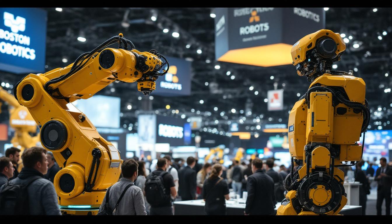 A photograph of a dynamic scene at the boston robotics show