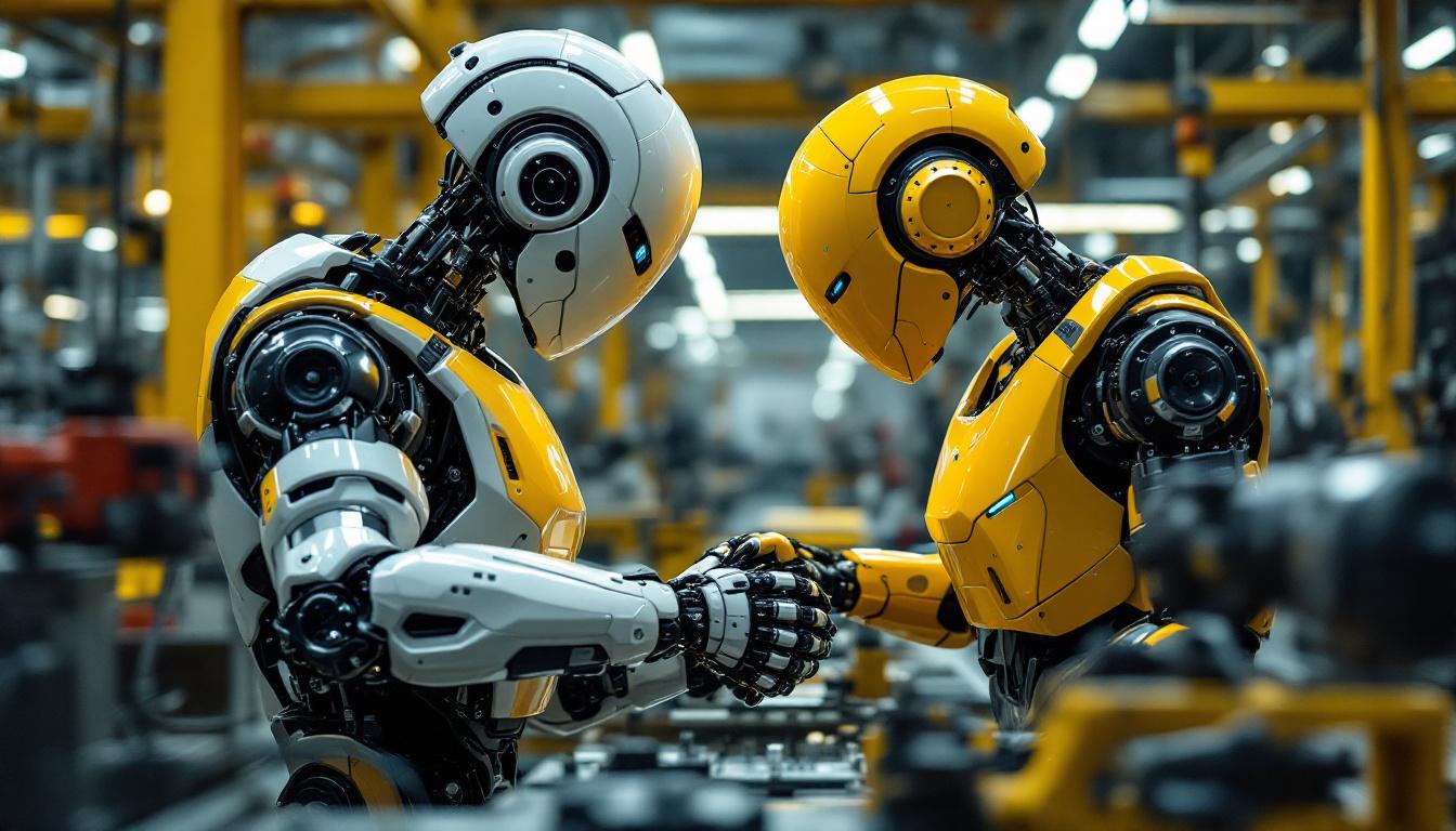 A photograph of a sleek industrial robot in action