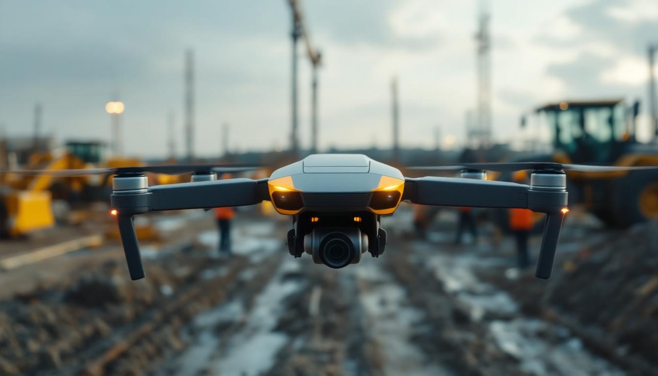 A photograph of a large industrial drone in action