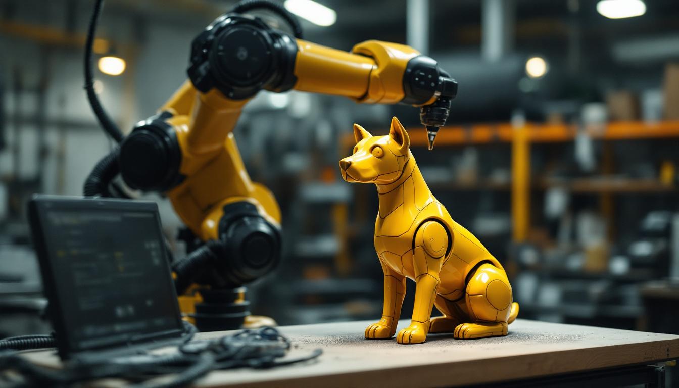 A photograph of a sleek industrial robotic arm in action