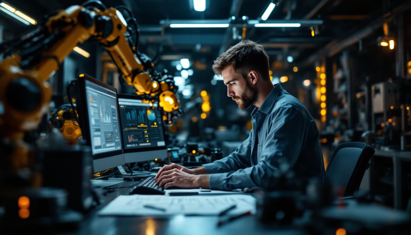 A photograph of a skilled engineer working intently at a workstation