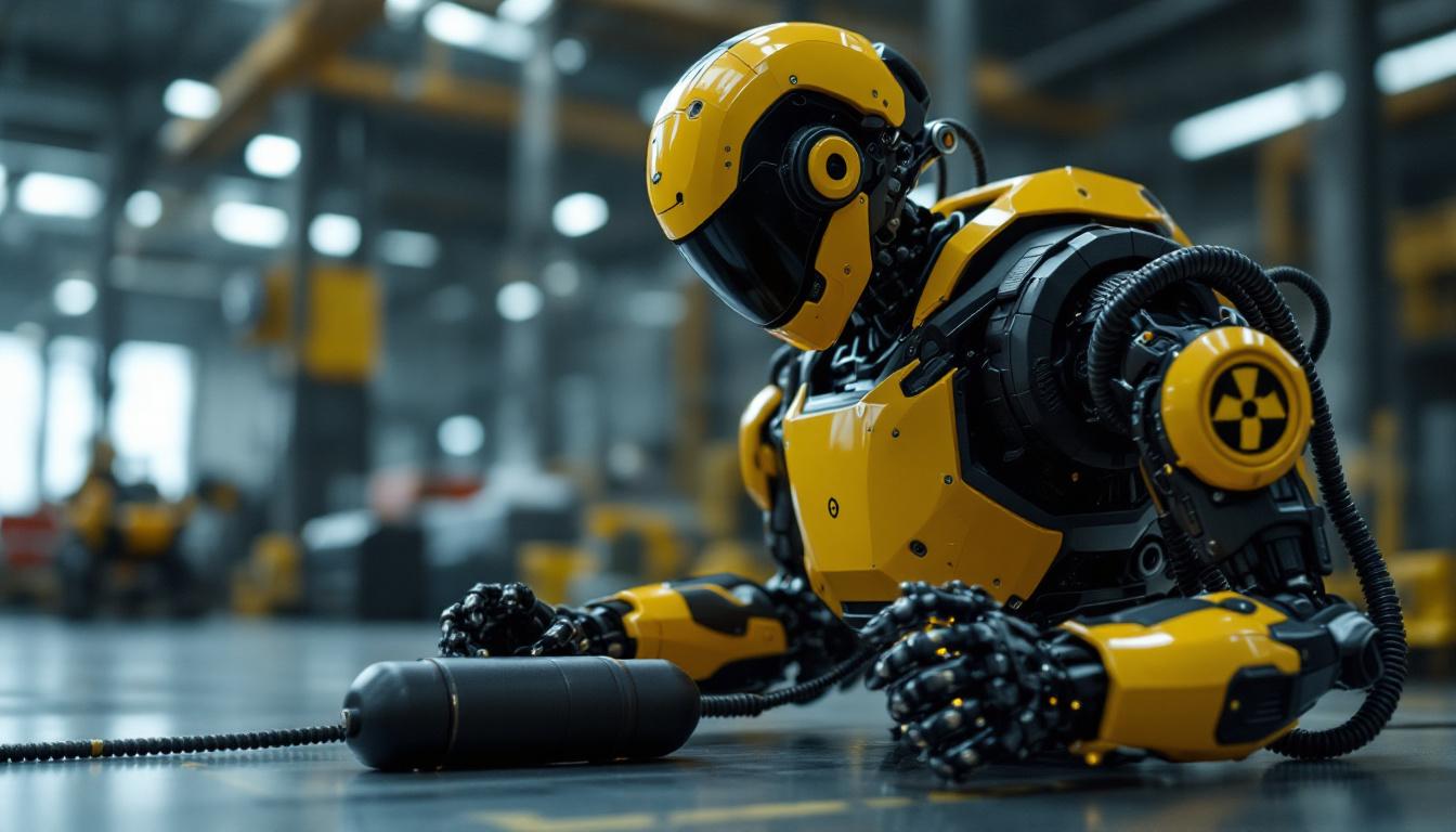 A photograph of a bomb disposal robot in action