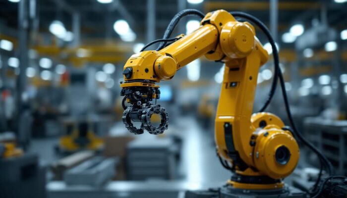 A photograph of capture a photograph of a tab 360 industrial robot in action