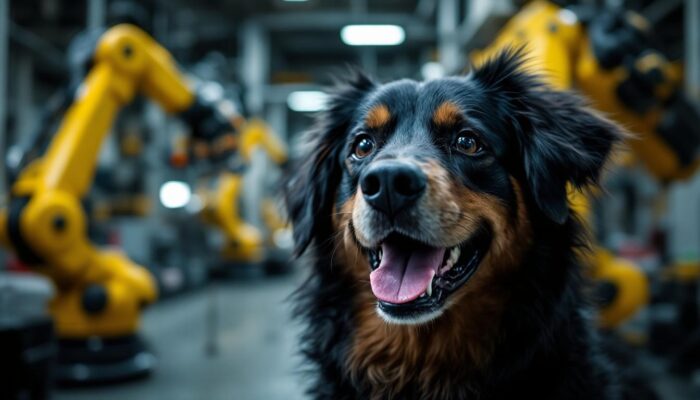 A photograph of a happy dog being cared for by volunteers at the traverse city dog rescue