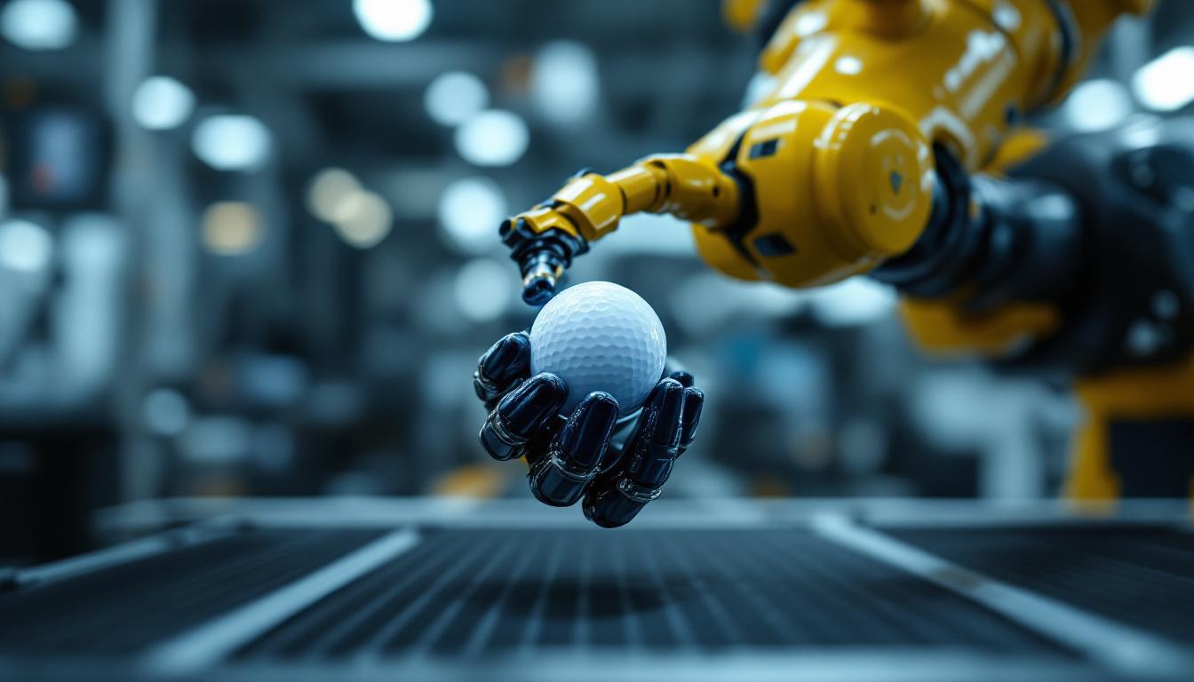 A photograph of a high-tech industrial robotic arm in action