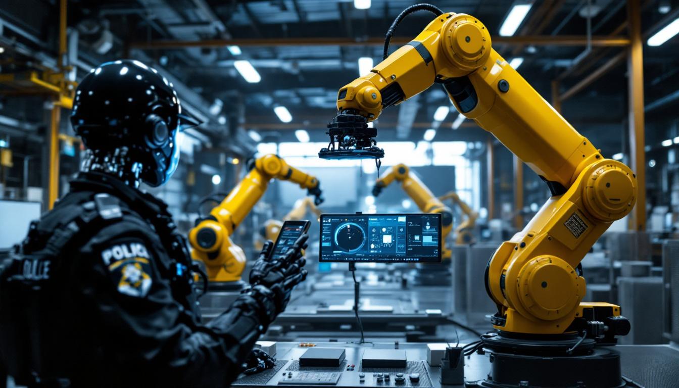 A photograph of a police scanner in a high-tech industrial setting