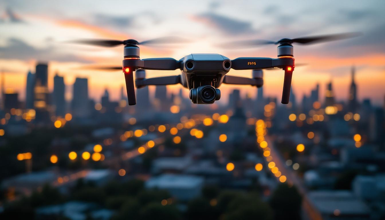 A photograph of a drone in action over a new jersey industrial site