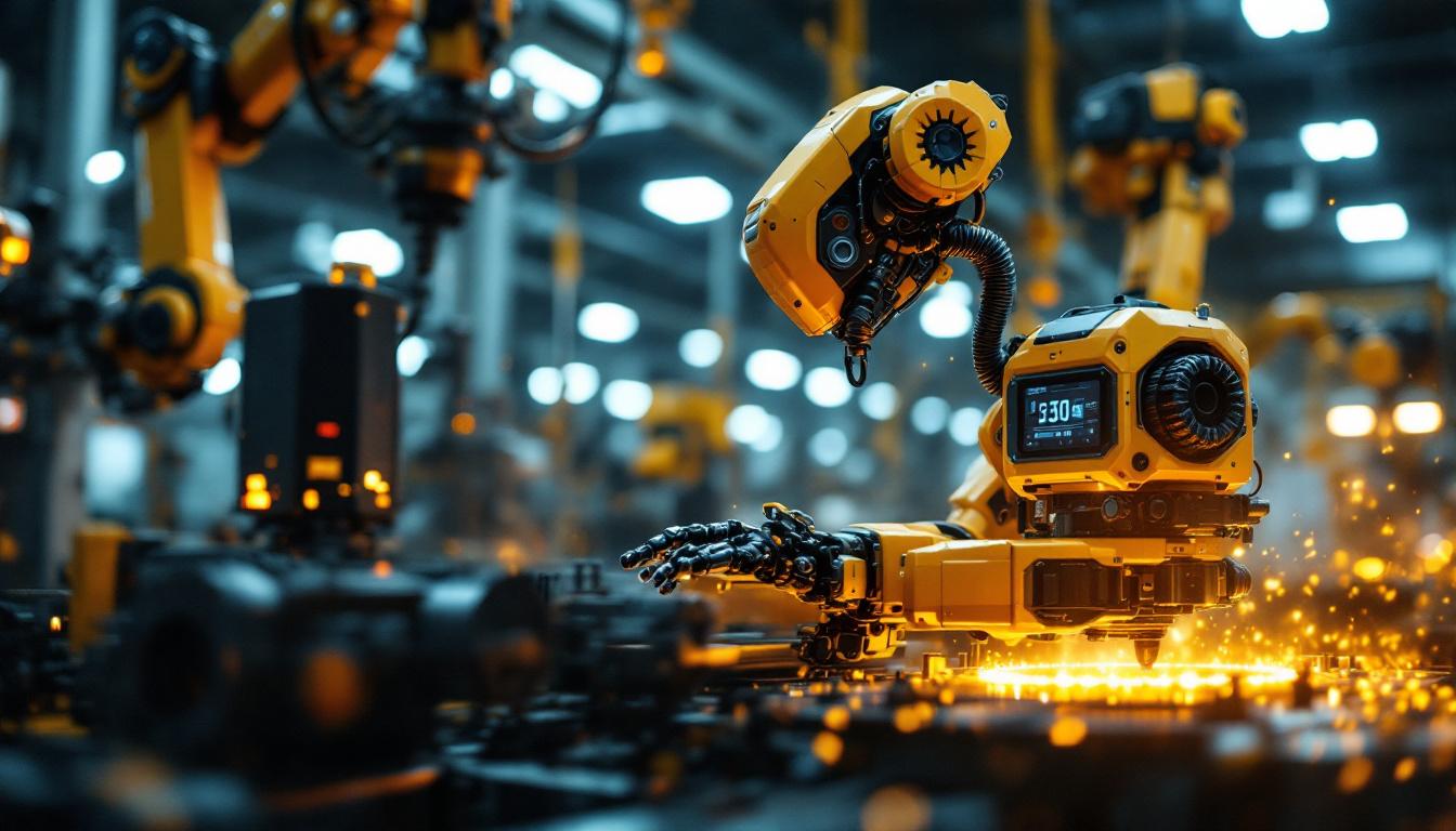 A photograph of a dynamic industrial robot in action