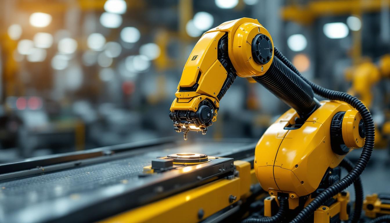 A photograph of a sleek industrial robot in action