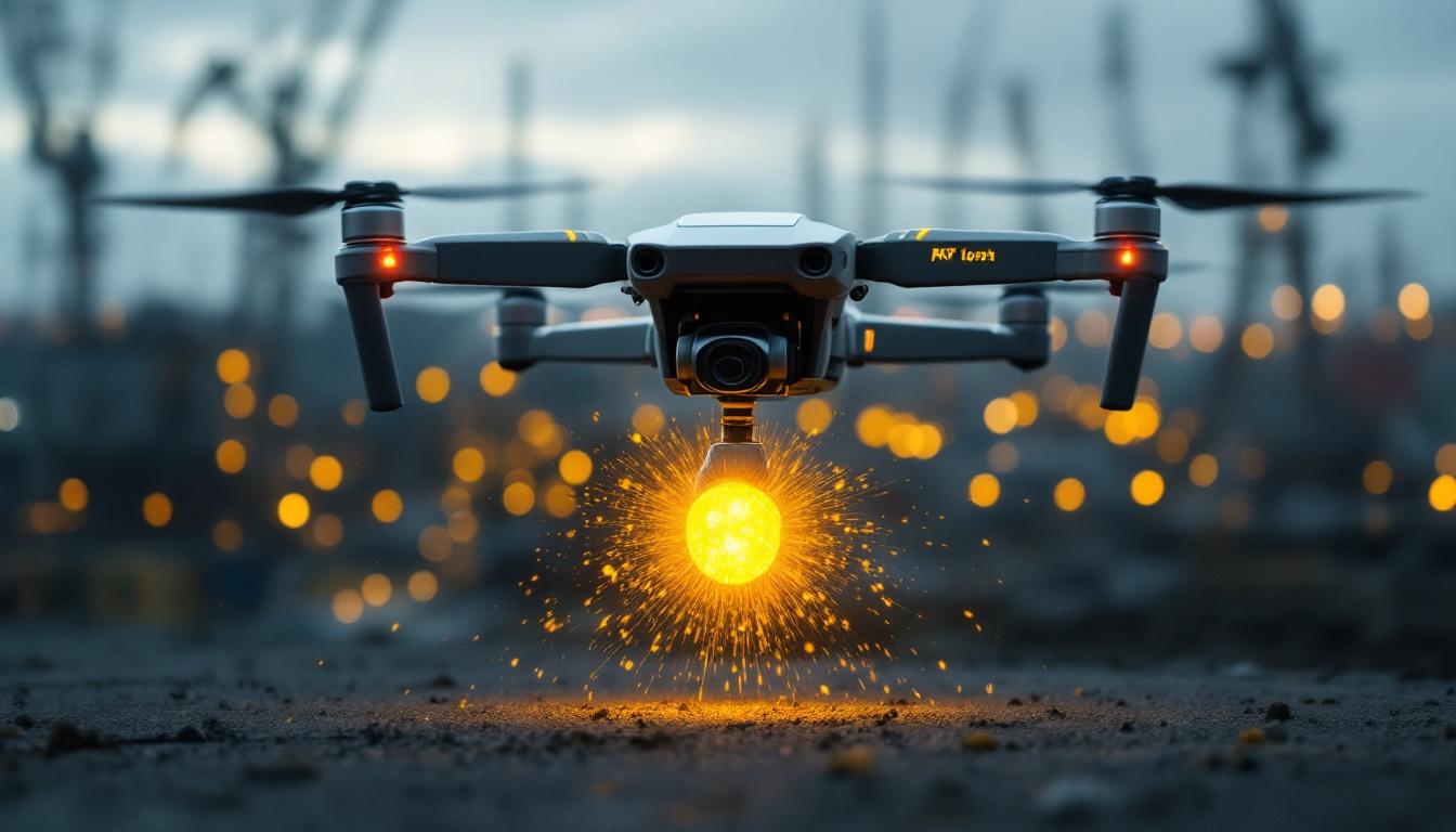 A photograph of a drone in action