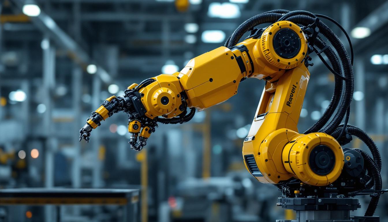 A photograph of a sleek industrial robotic arm in action