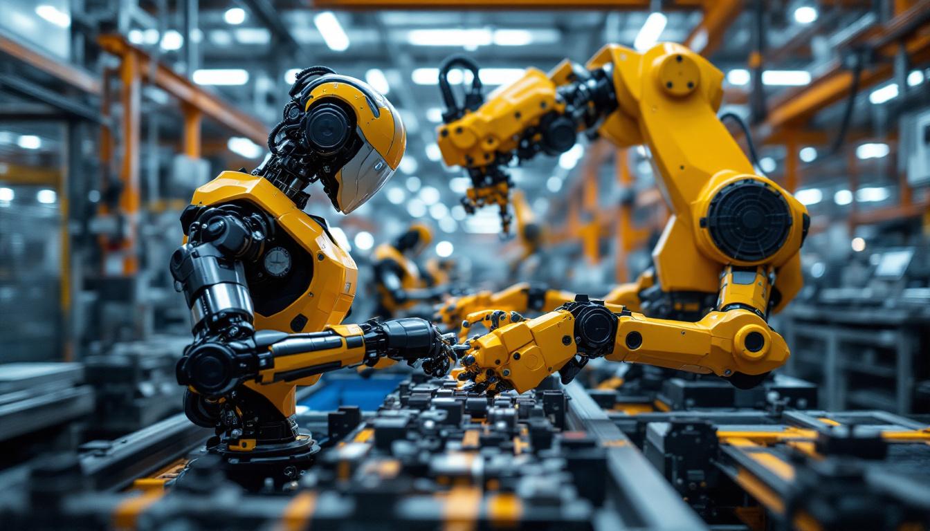 A photograph of a modern industrial robot in action