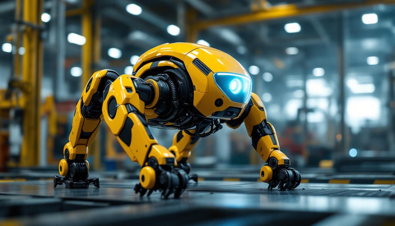 A photograph of a four-legged industrial robot in action