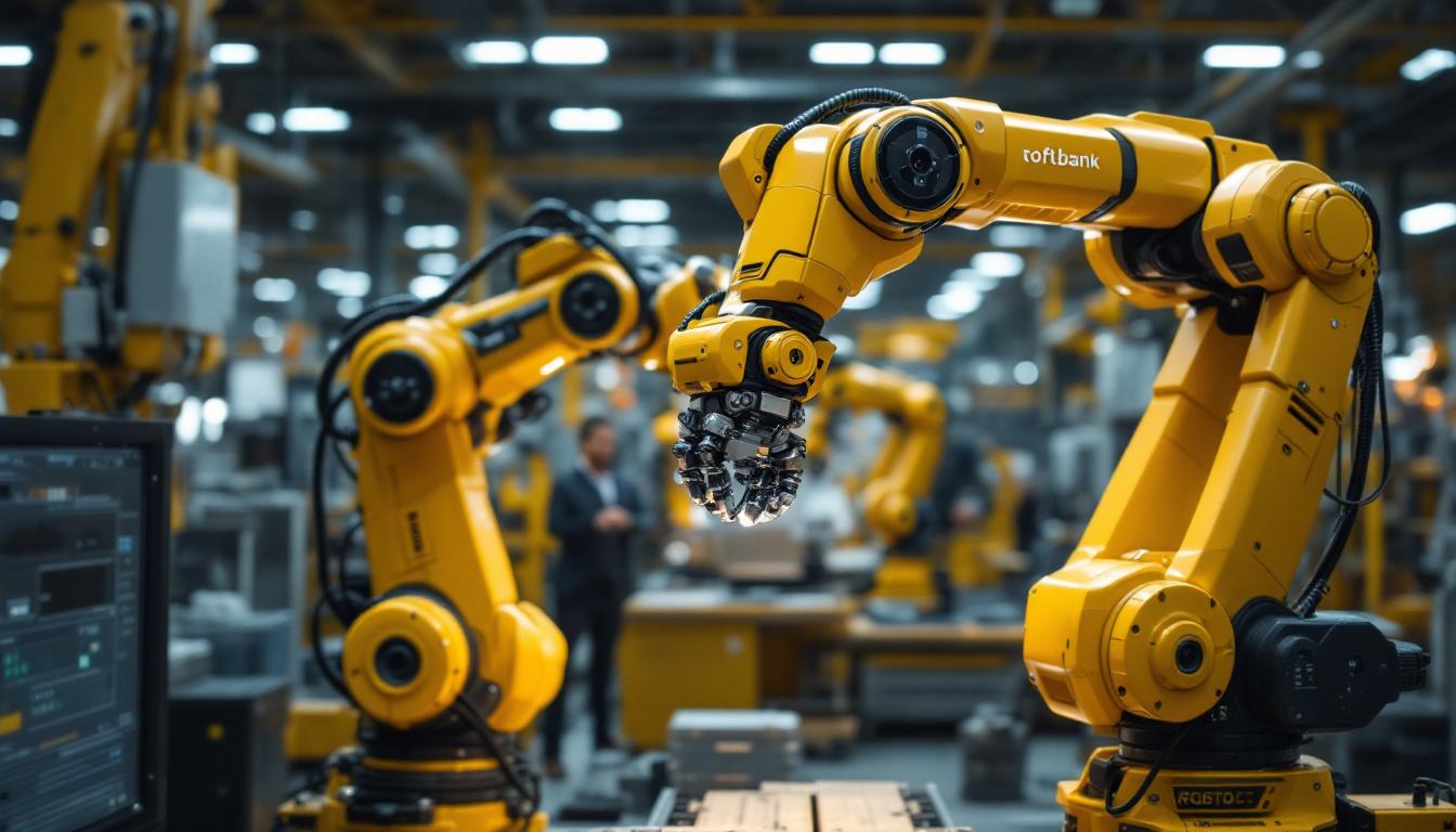 A photograph of a dynamic industrial robotics environment