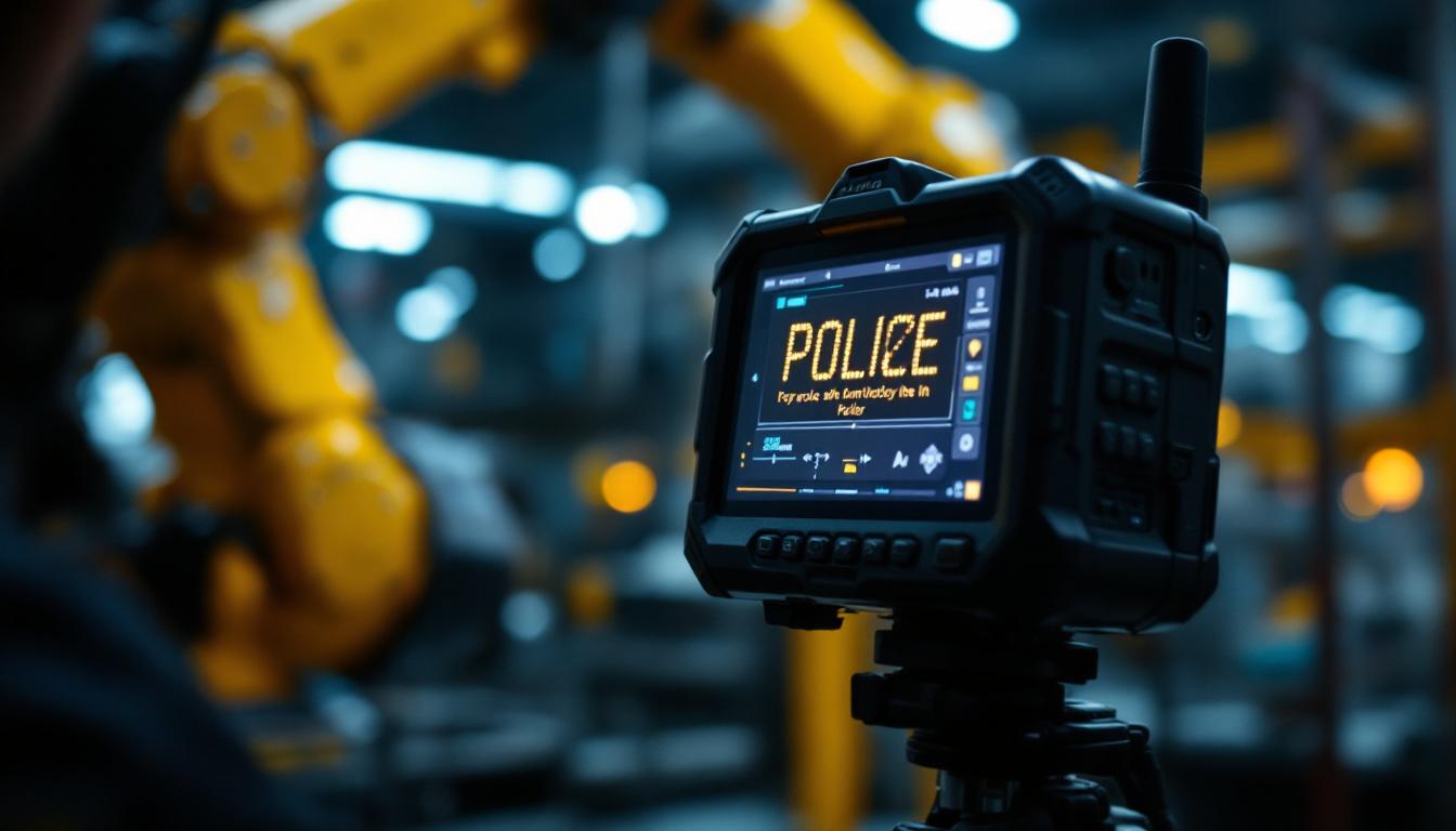 A photograph of a close-up of a police scanner device in use