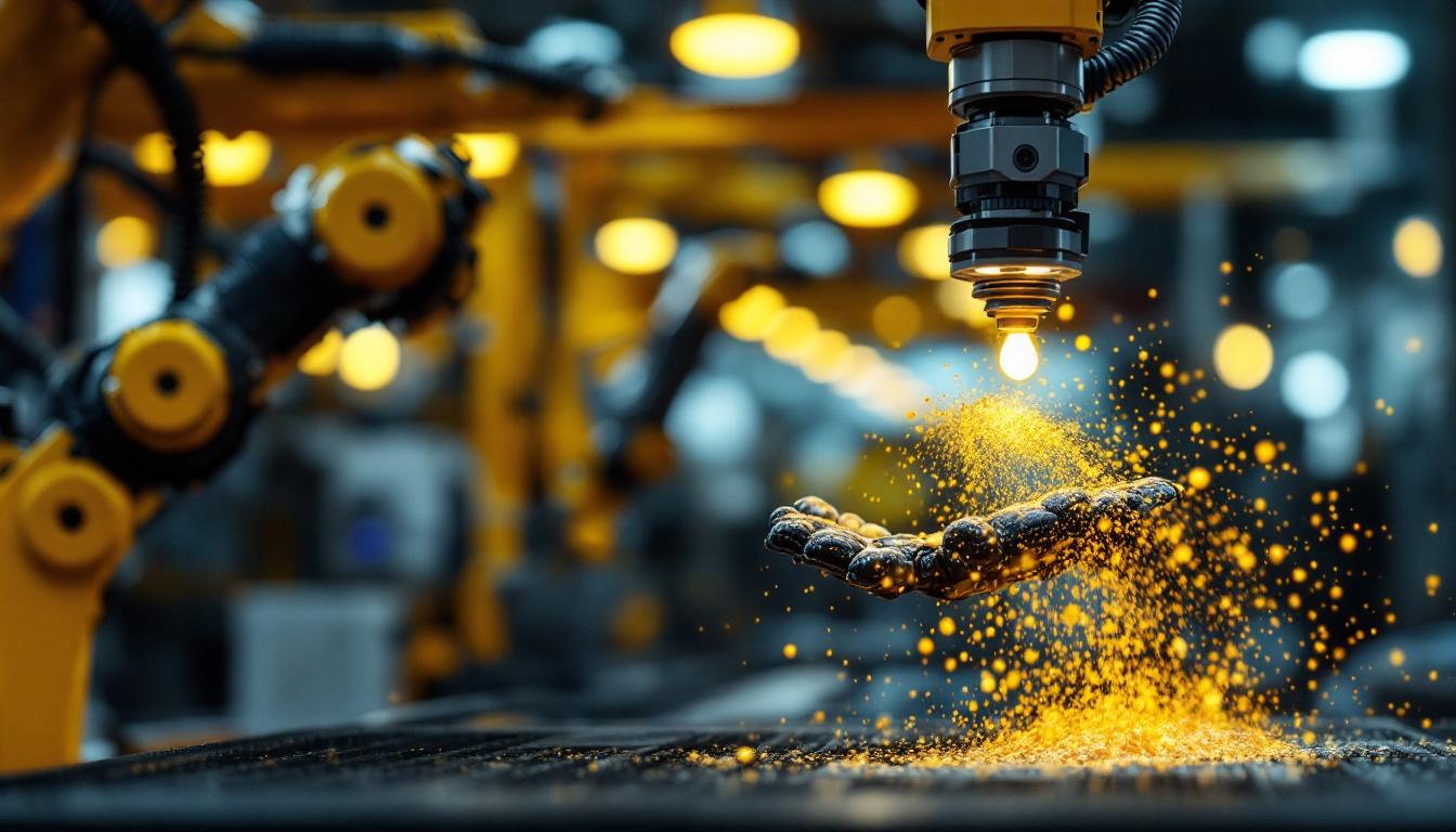 A photograph of a robotic arm in an industrial setting