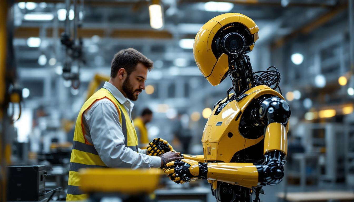 A photograph of a sleek industrial robot in action