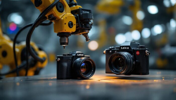 A photograph of a leica camera in action