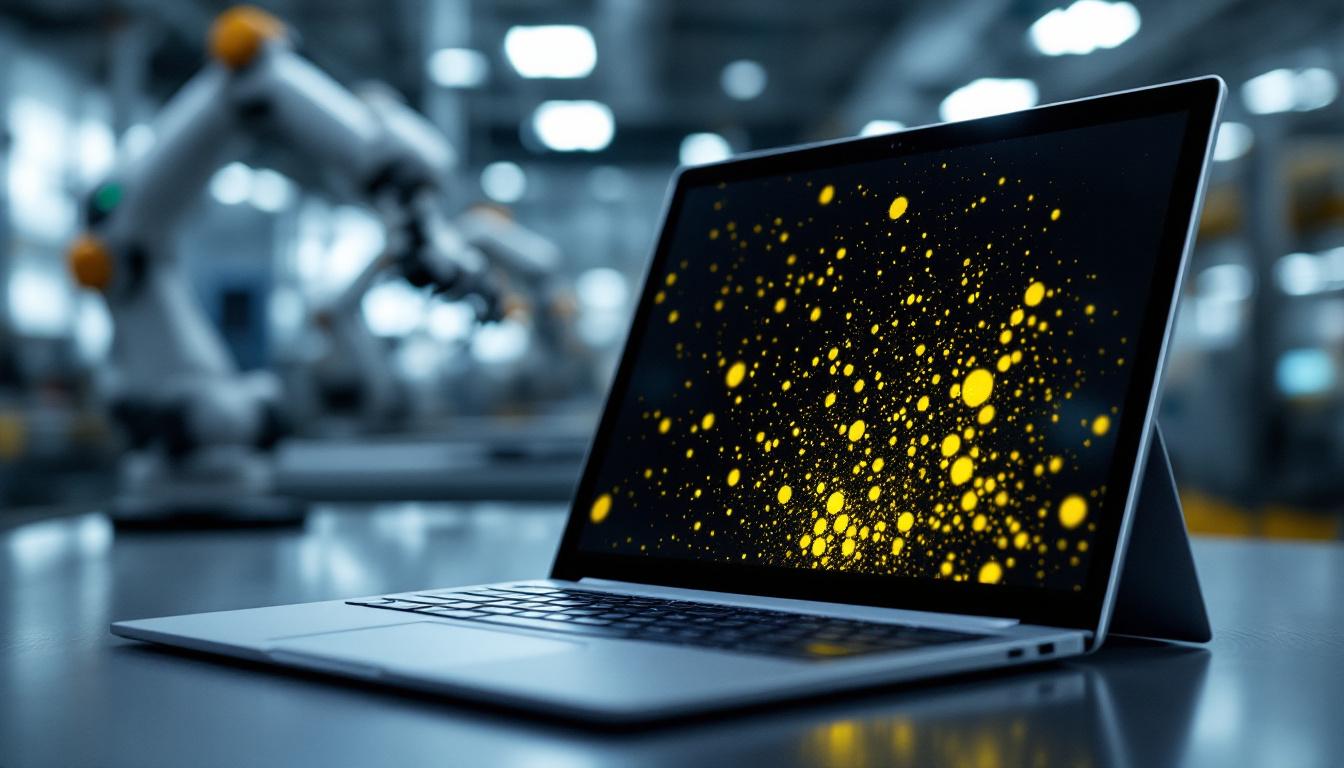 A photograph of a close-up view of a surface book 2 laptop with visible yellow spots on the screen