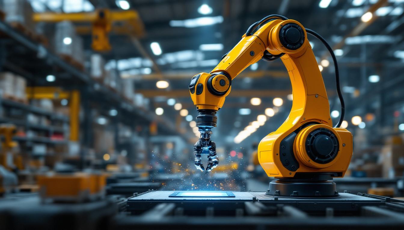 A photograph of a dynamic industrial setting showcasing a sleek
