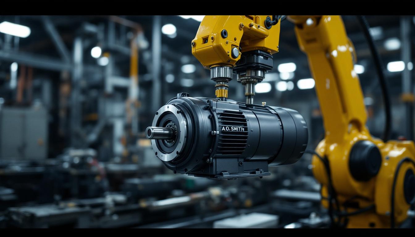 A photograph of a sleek a.o. smith electric motor in an industrial setting