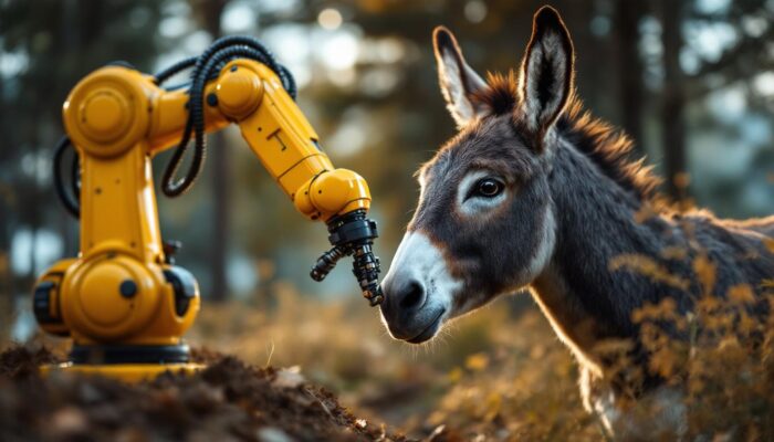 A photograph of a sleek industrial robotic arm in action