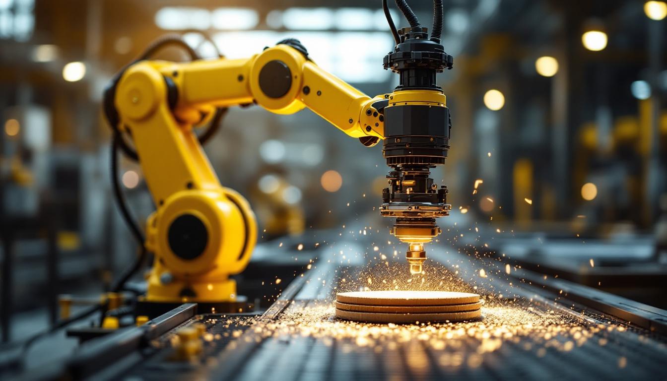 A photograph of capture a photograph of a high-velocity robotic arm in action