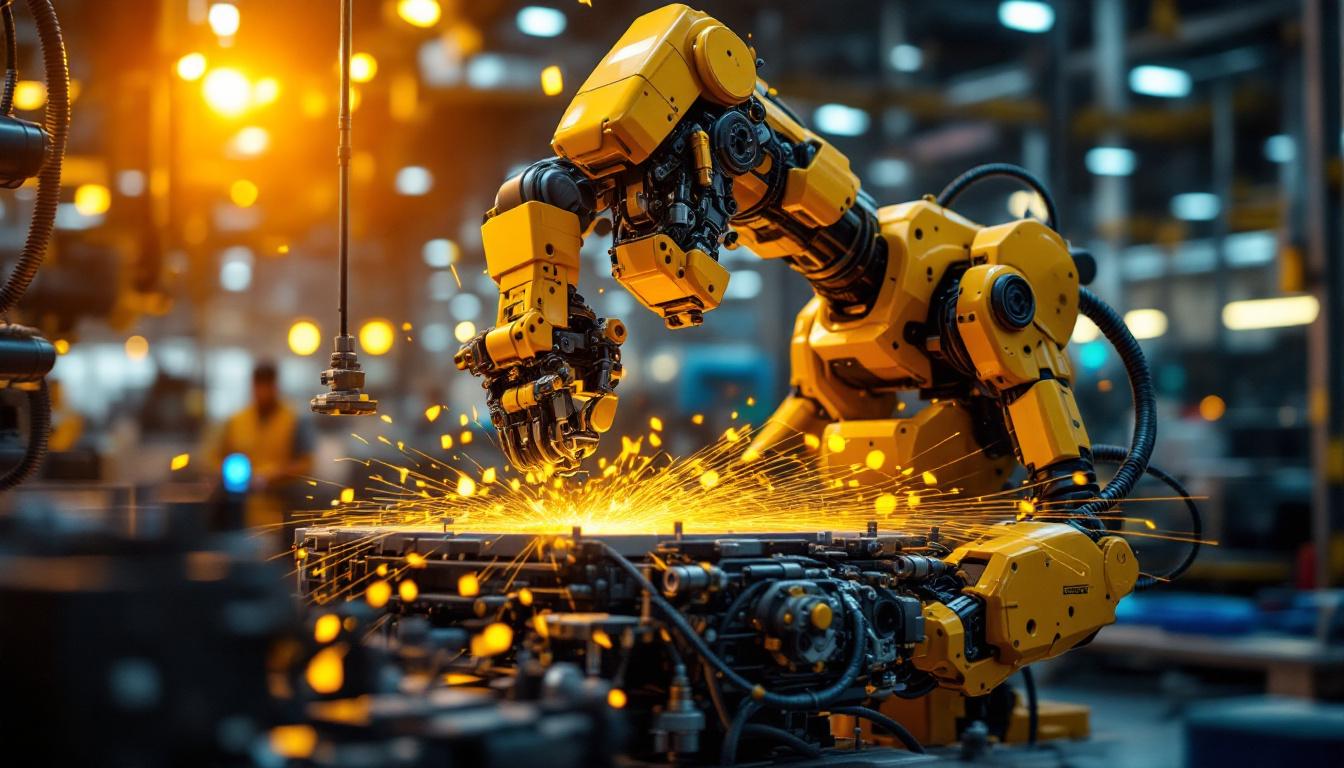 A photograph of a state-of-the-art industrial robot in action