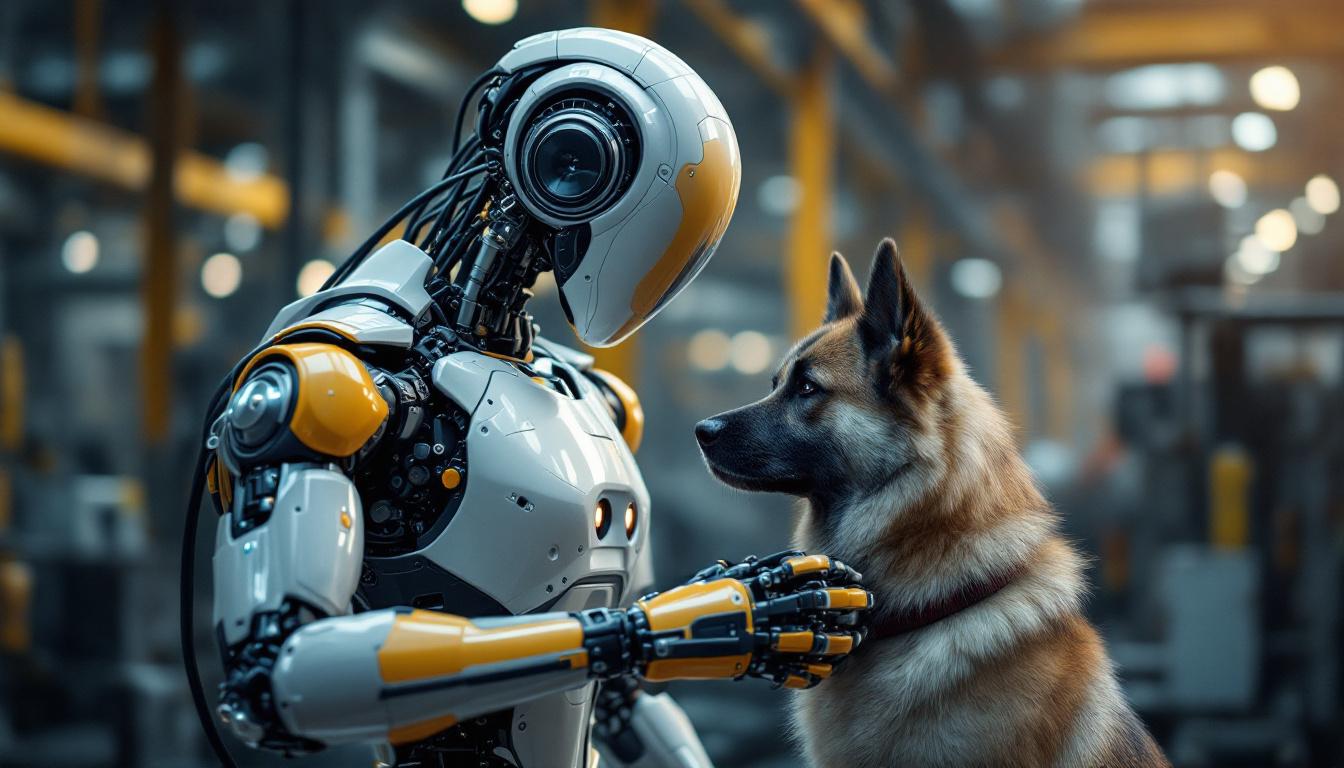 A photograph of a sleek industrial robot in action