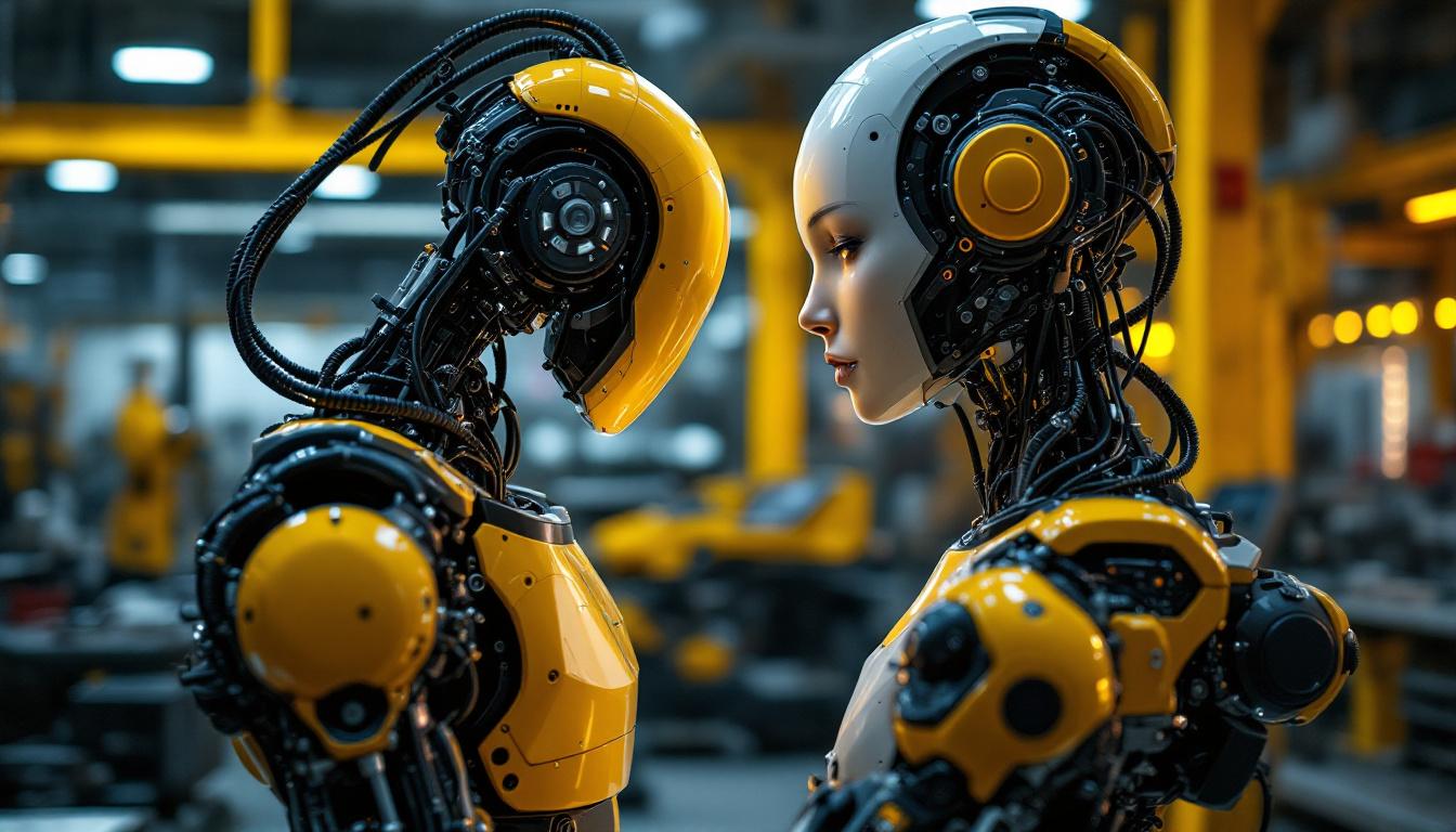 A photograph of a modern industrial robot in action