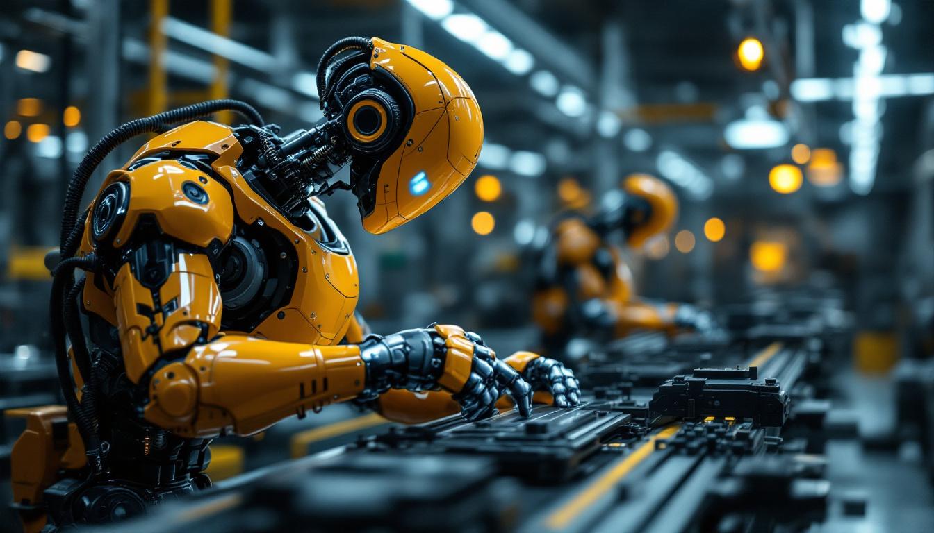 A photograph of a sleek industrial robot in action