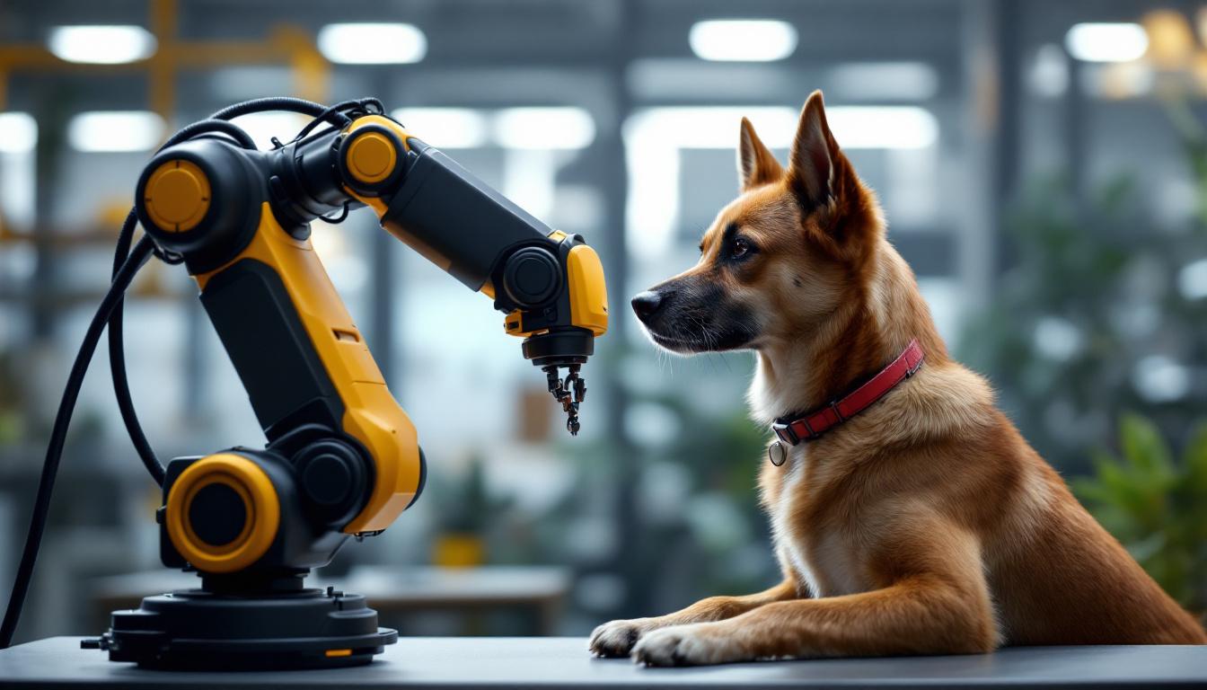 A photograph of a sleek industrial robotic arm in action
