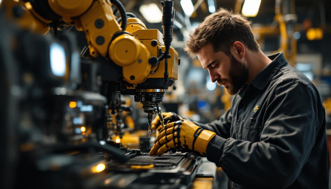 A photograph of a skilled technician working on a high-tech coffee machine