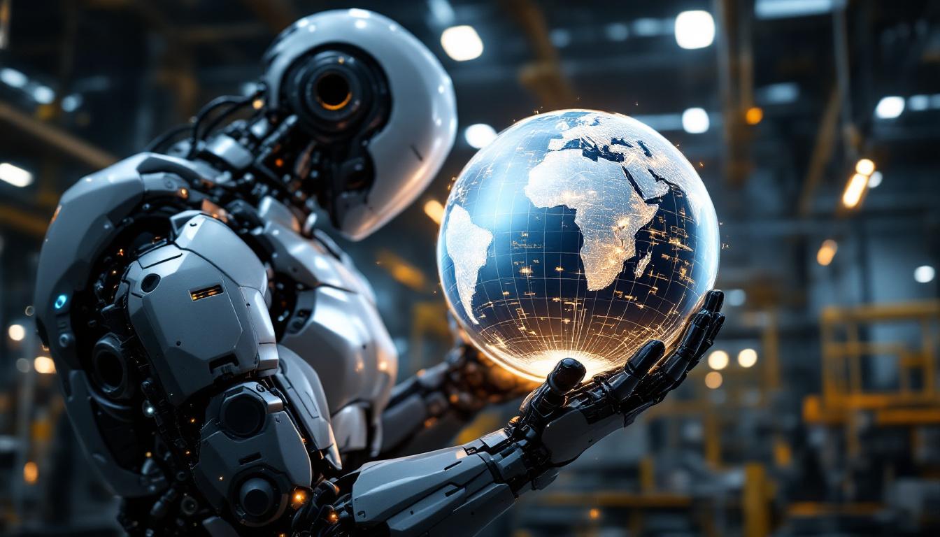 A photograph of a powerful industrial robot in action