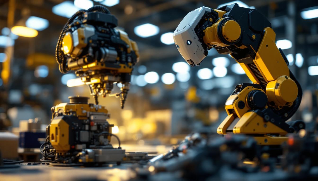 A photograph of a sleek industrial robot in action