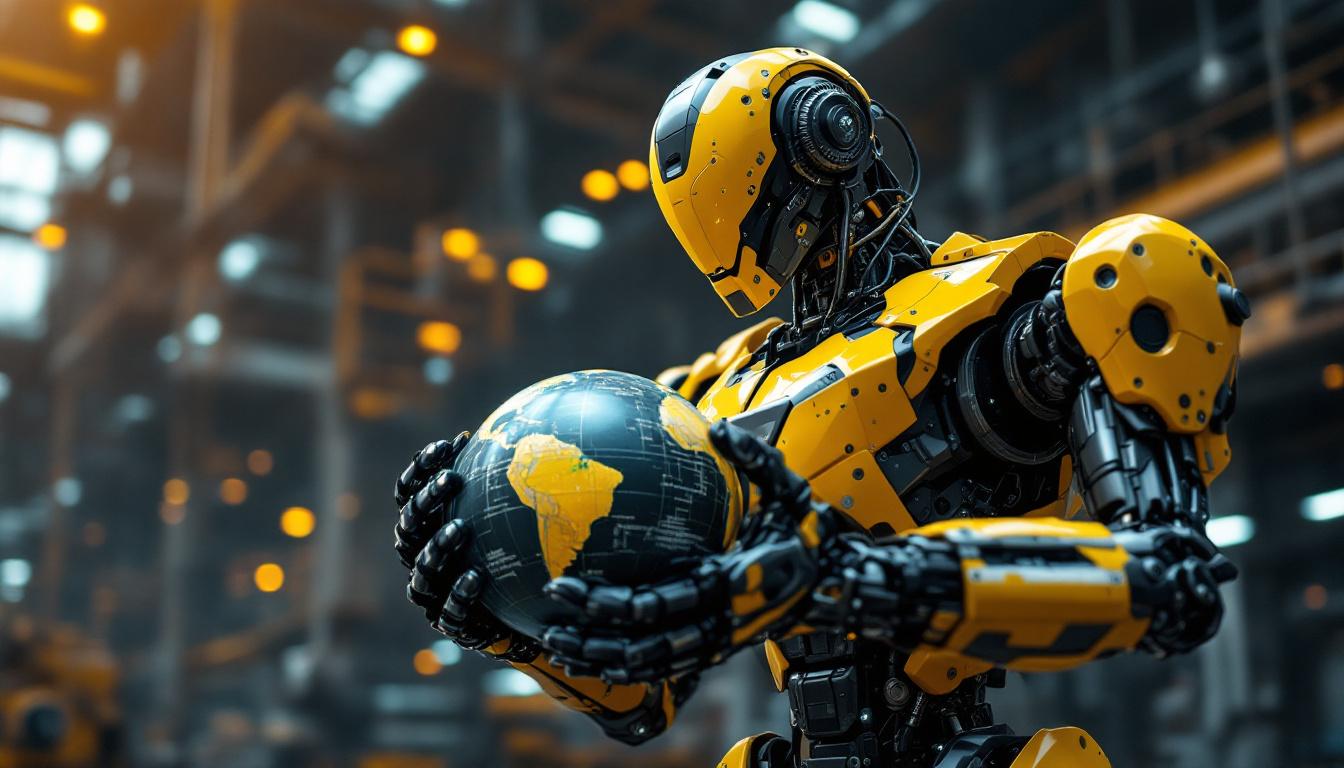 A photograph of a powerful industrial robot