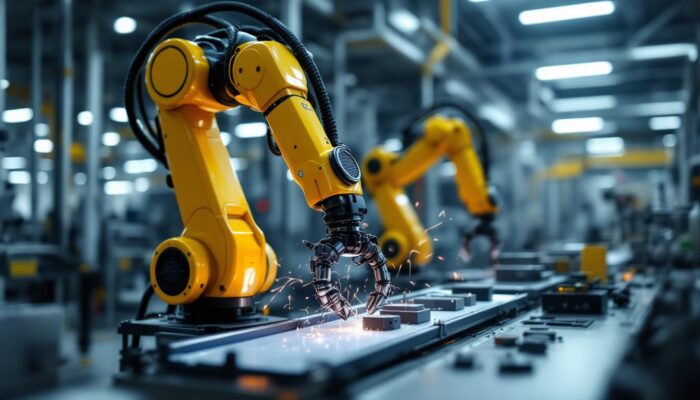 A photograph of a bolt robotic arm in action within an industrial setting